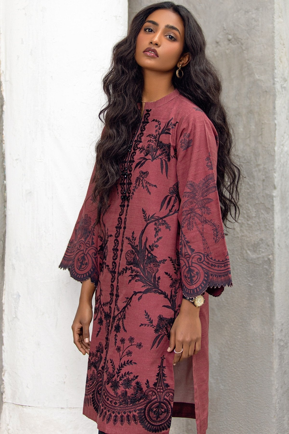 Alkaram - 2 Pc Embroidered Khaddar Outfit