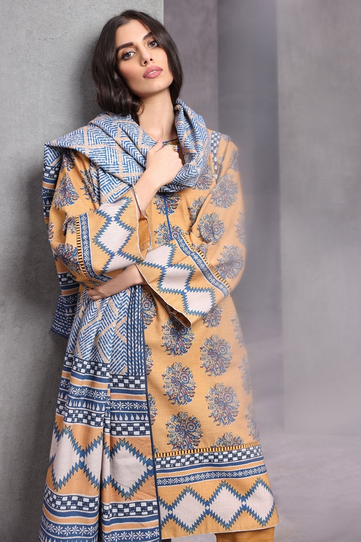 Alkaram - 3 Pc Printed Khaddar Suit