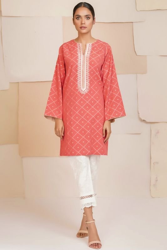 Embroidered Jacquard Kurti