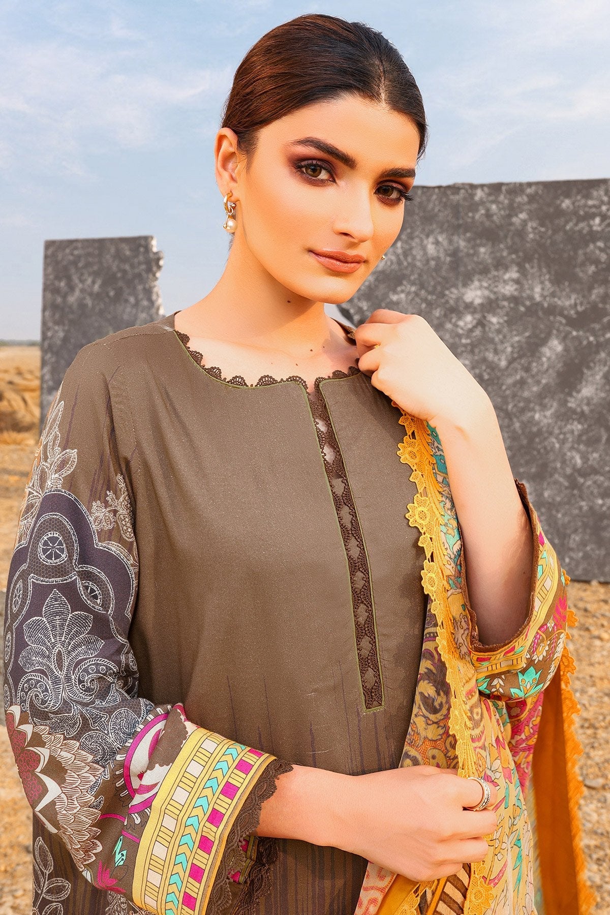 Alkaram - 2 Pc Printed Viscose Suit With Dyed Viscose Trouser