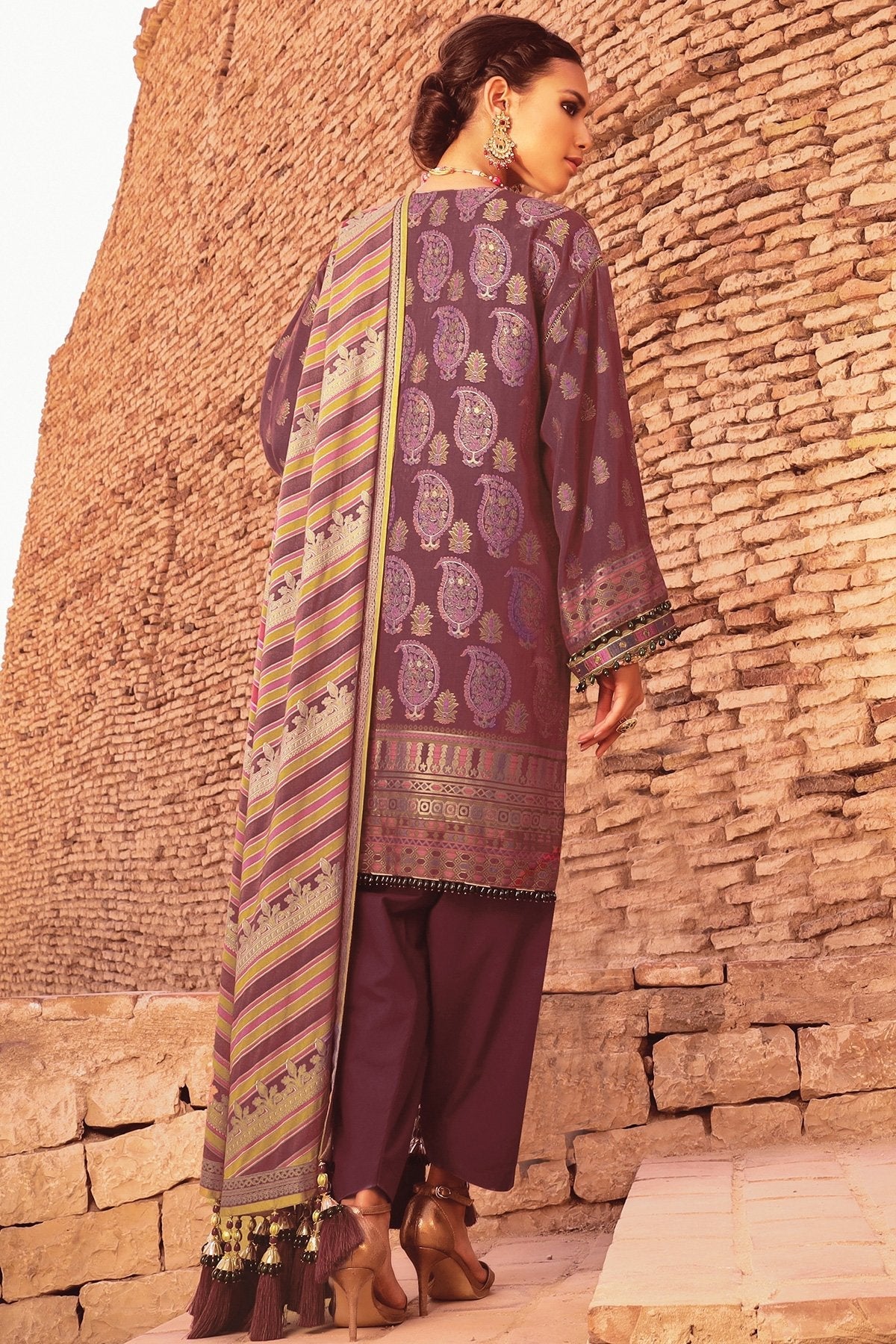 Alkaram - 3 Pc Embroidered Suit With Cotton Silk Dupatta