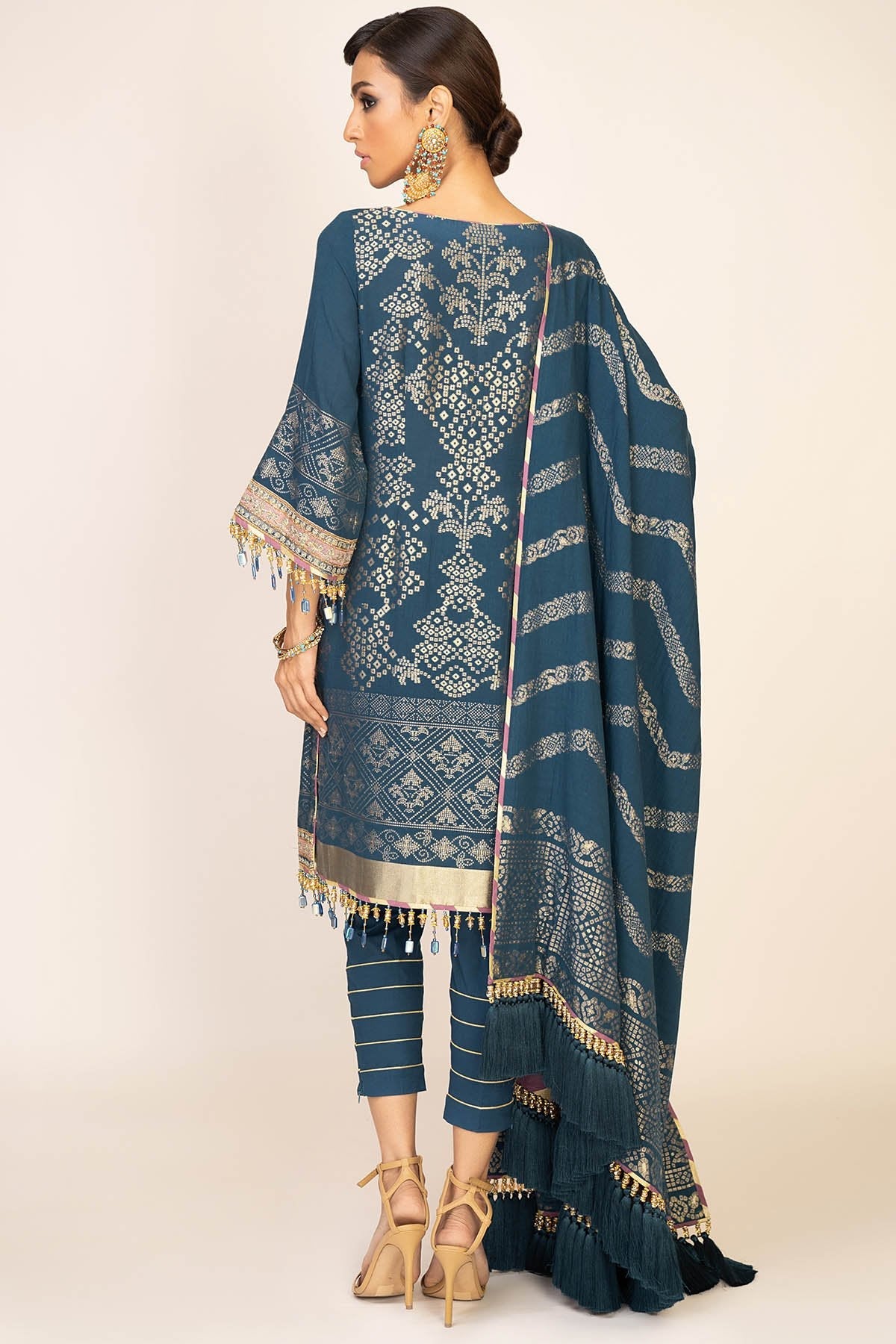 Alkaram - Three Piece Embroidered Jacquard Shirt With Jacquard Dupatta