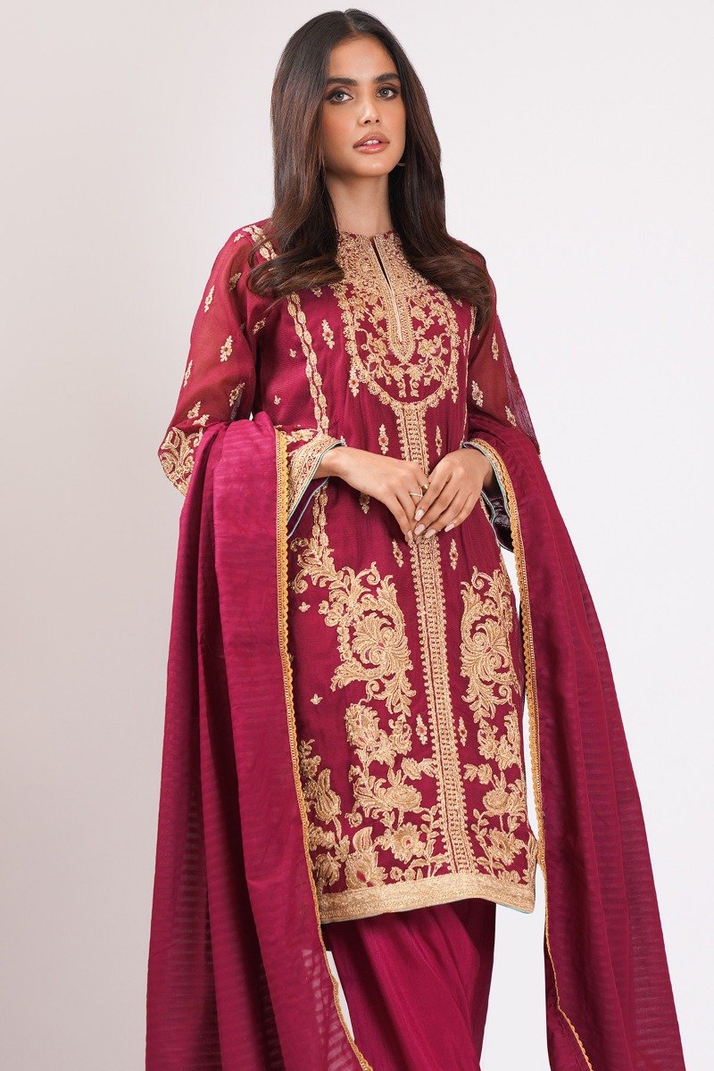 Alkaram - 3 Pc Cotton Net Suit