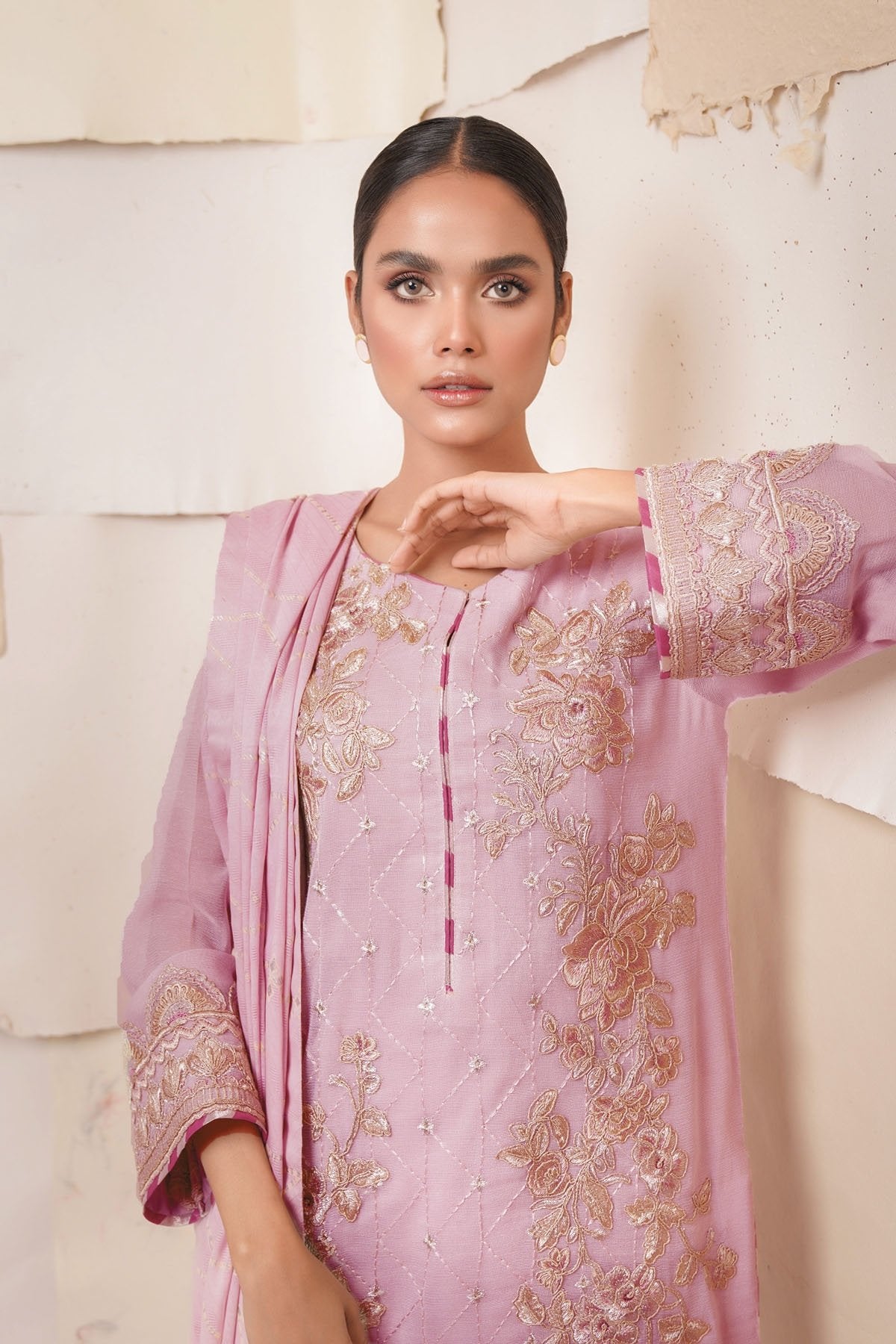 Alkaram - 3 Pc Cotton Net Suit