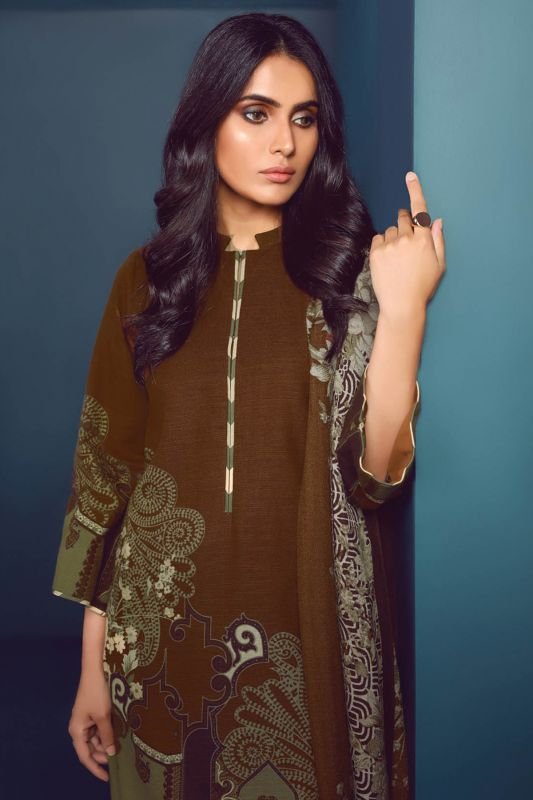 Three Piece Printed Khaddar Suit With Printed Shawl