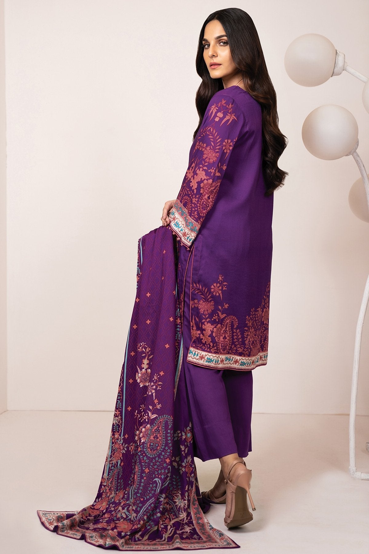 Alkaram - 3 Pc Printed Lawn Suit With Printed Dupatta