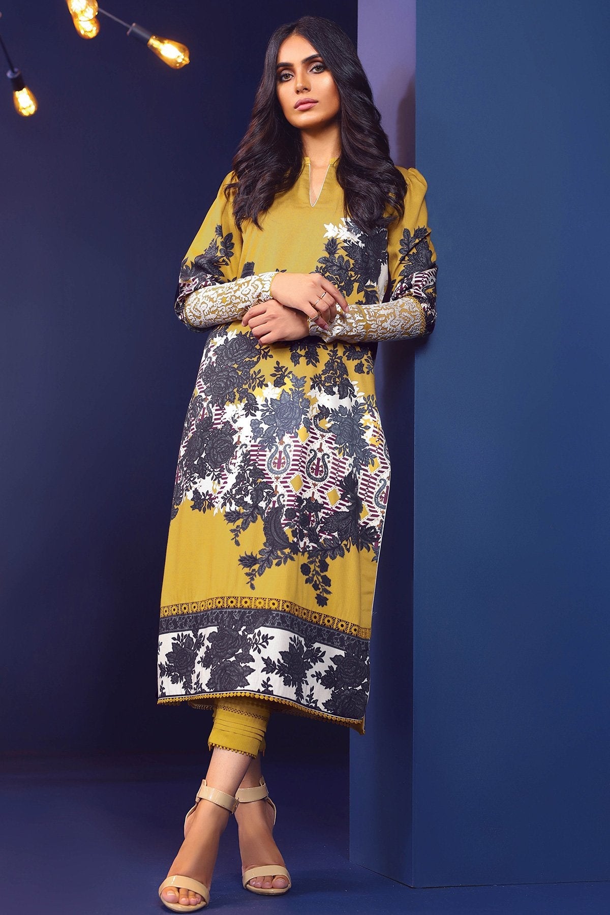 Alkaram - Two Piece Embroidered Cottail Suit With Dyed Cottail Trousers