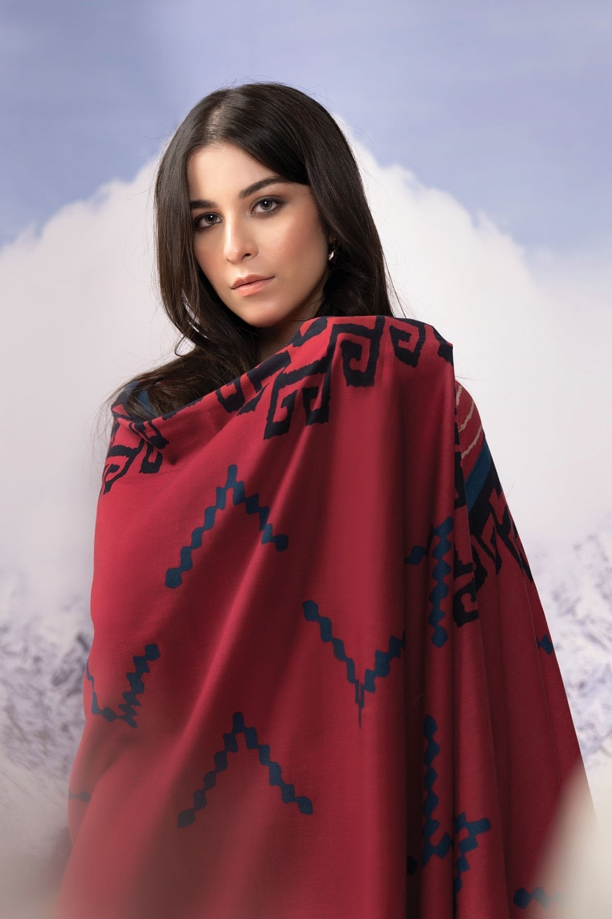 Alkaram - 3 Pc Printed Khaddar Suit With Khaddar Dupatta