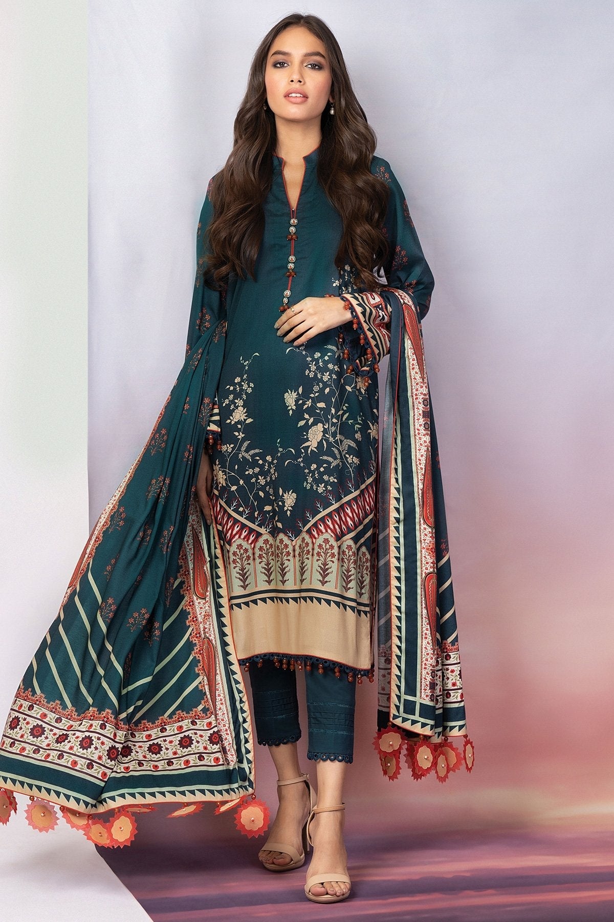 Alkaram - 3 Pc Printed Viscose Suit With Viscose Dupatta