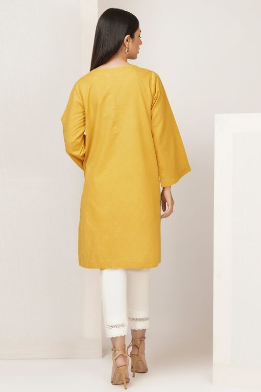 Dyed Embroidered Jacquard Kurti