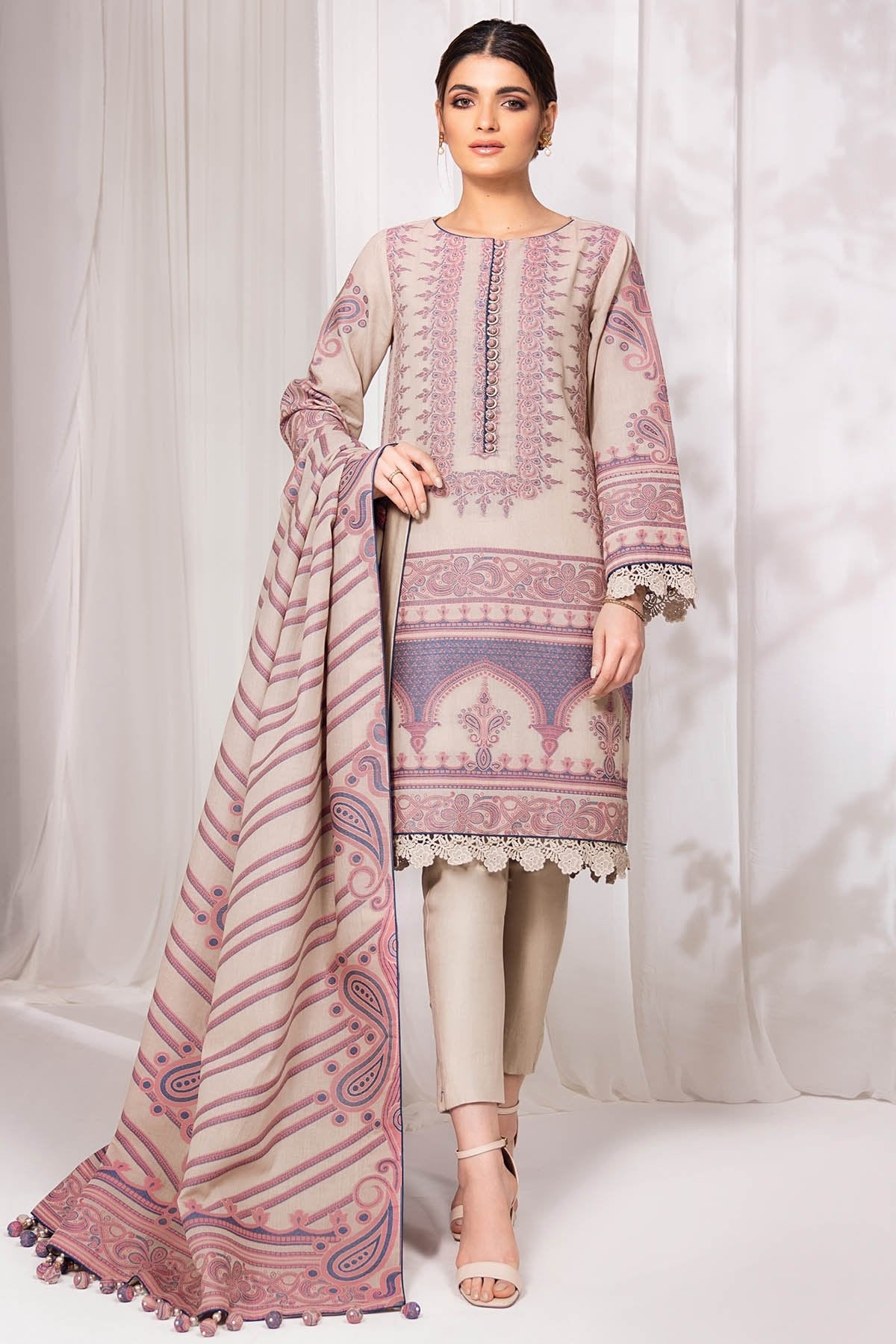 Alkaram - Three Piece Jacquard Suit with Jacquard Dupatta