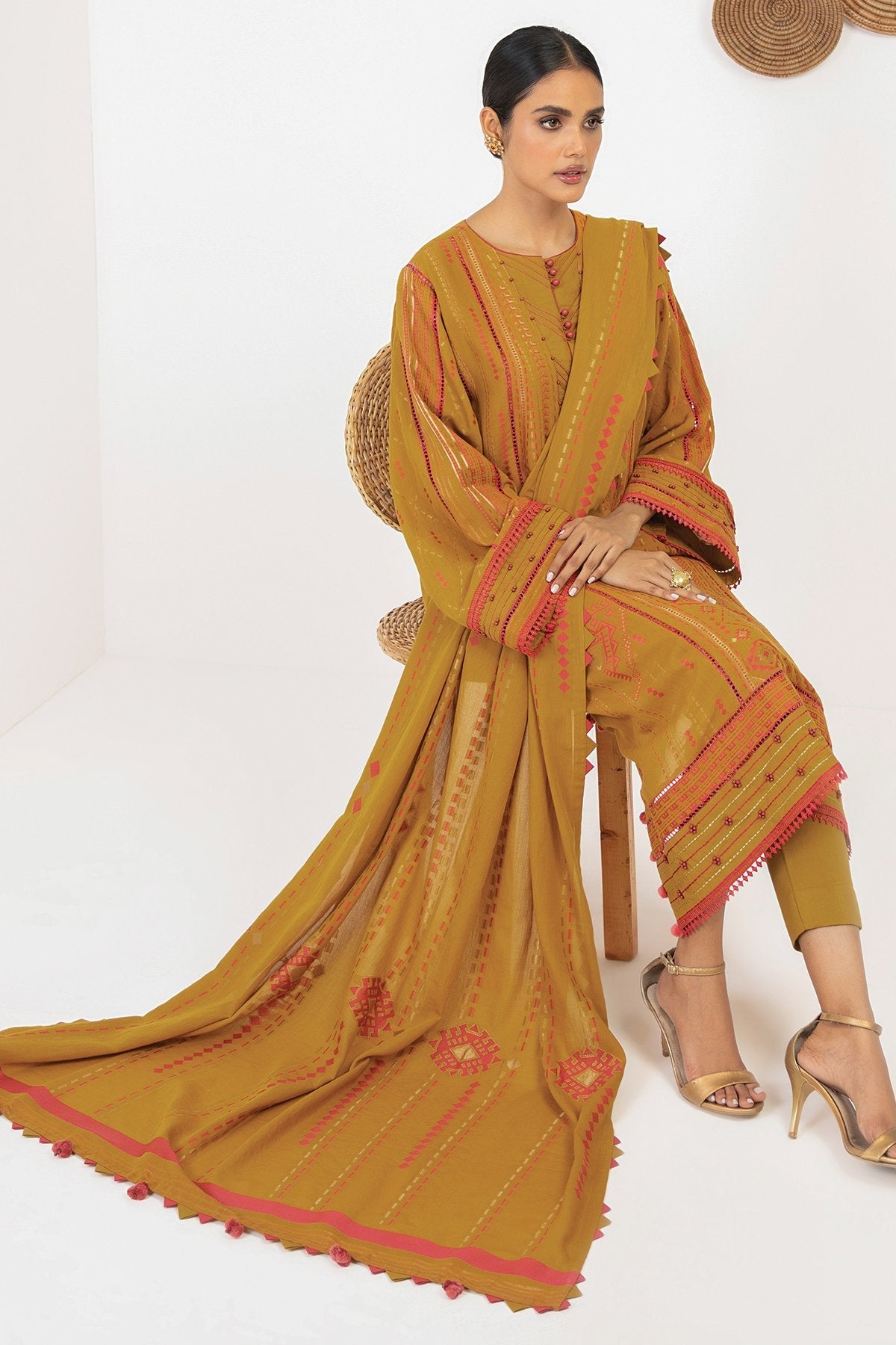 3 Pc Jacquard Suit With Jacquard Dupatta