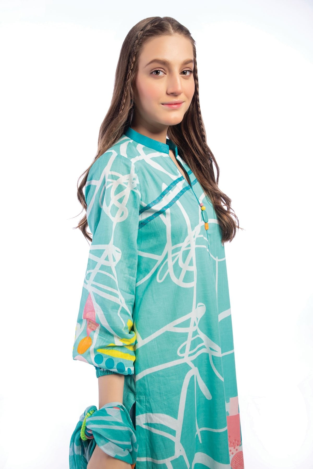 Alkaram - 2 Pc Printed Dobby Suit With Viscose Stole