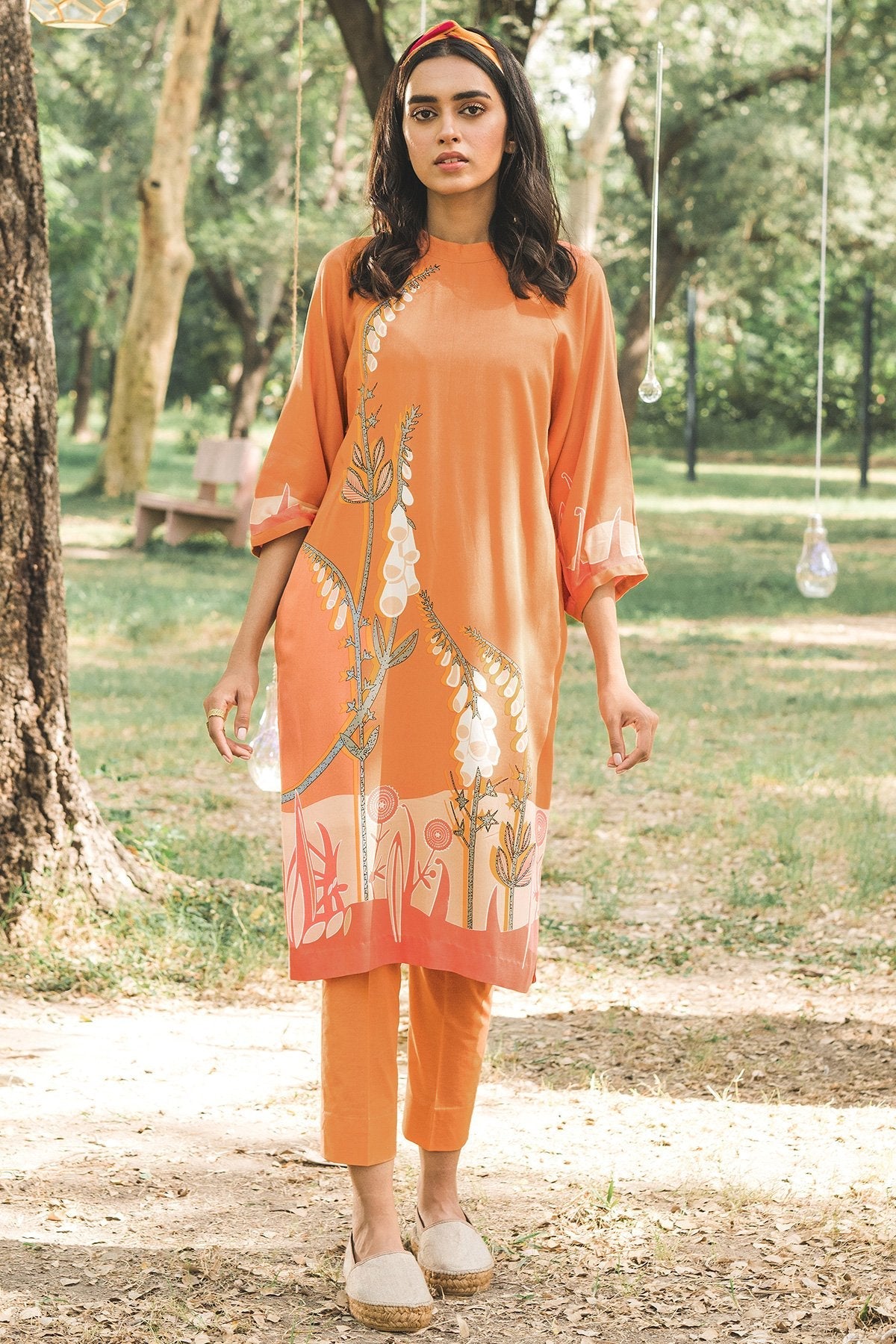 Alkaram - 2 Piece Printed Twill Linen Suit With Dyed Cambric Trouser