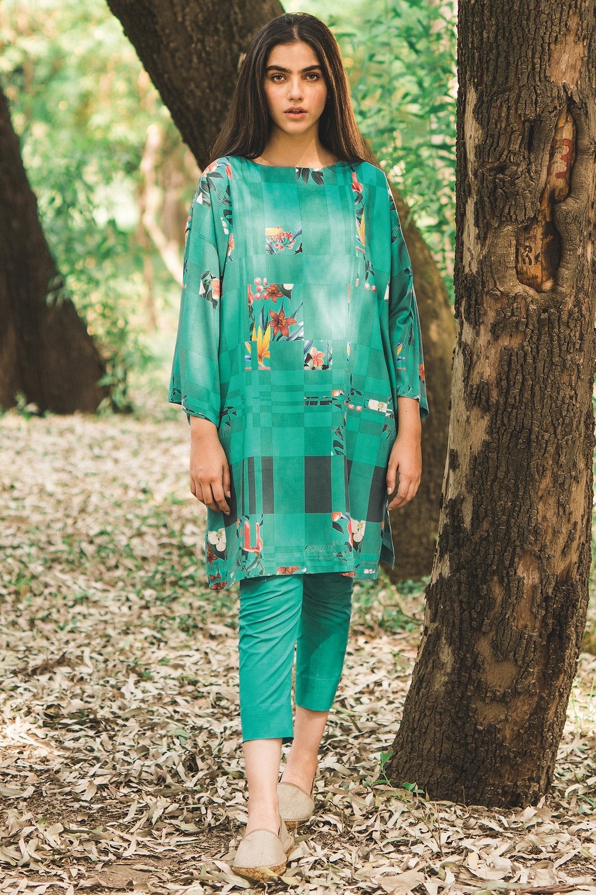 Alkaram - 2 Piece Printed Cotail Viscose Shirt With Dyed Cambric Trouser