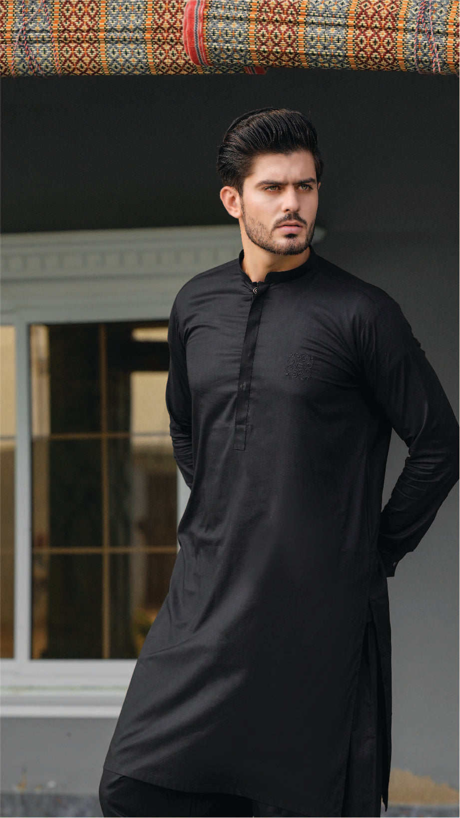 Bareeq Outfits - Black Cotton Shalwar-Kameez