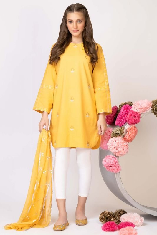 2 Pc Cambric Embroidered Suit