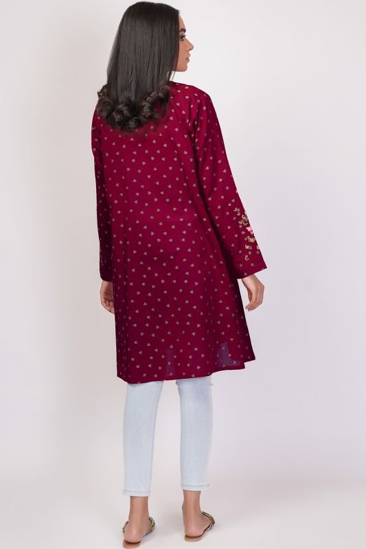 Embroidered Jacquard Kurti