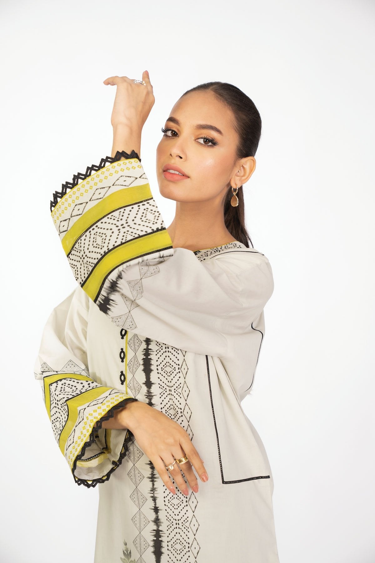 2 Pc Printed Cambric Suit With Cambric Trouser