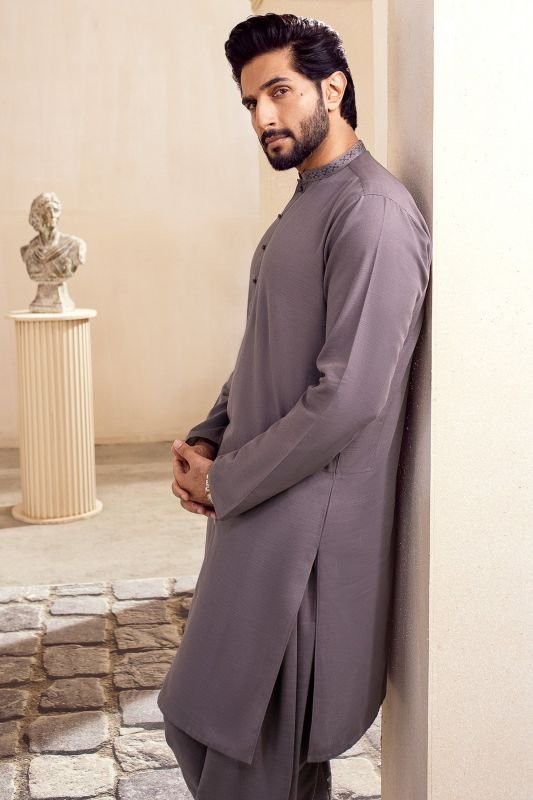 Dyed Embroidered Khaddar Shalwar Kameez