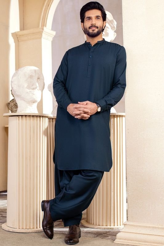 Dyed Embroidered Blended Shalwar Kameez