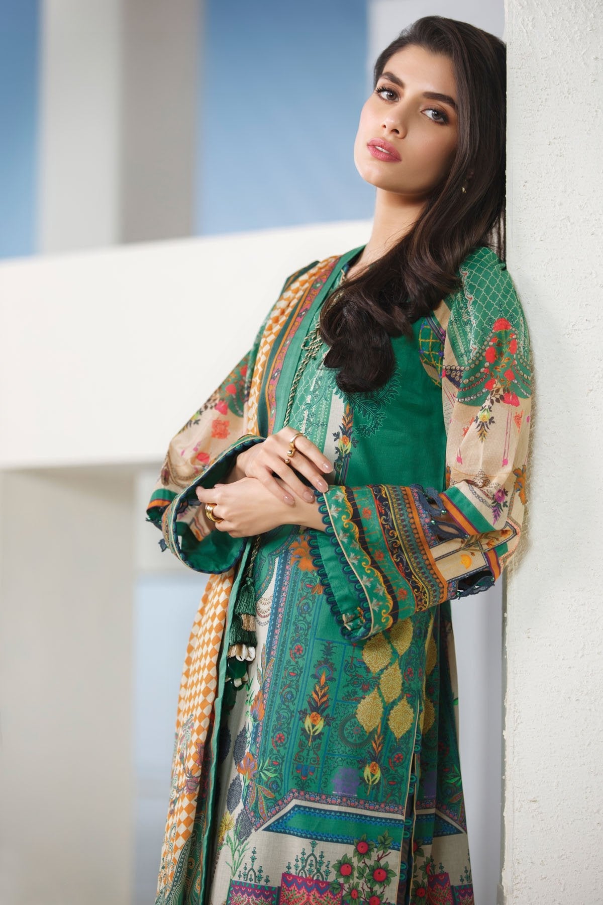 Alkaram - 3 Pc Digital Brochia Lawn Suit With Digital Brochia Dupatta