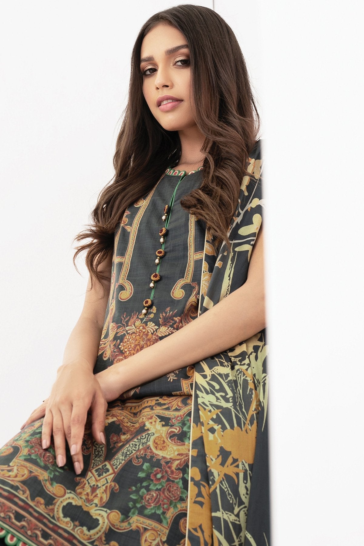 Alkaram - 3 Pc Printed Lawn Suit With Doria Dupatta
