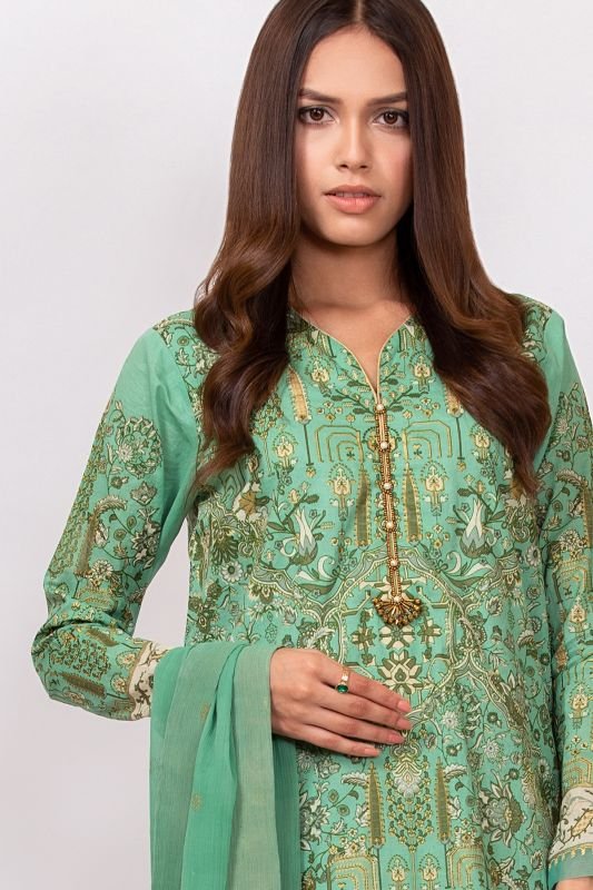 Alkaram - Three Piece Printed Suit With Chiffon Dupatta