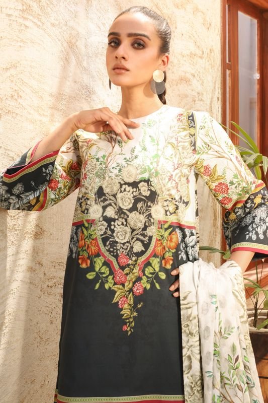 Alkaram - Three Piece Printed Suit With Jacquard Net Dupatta