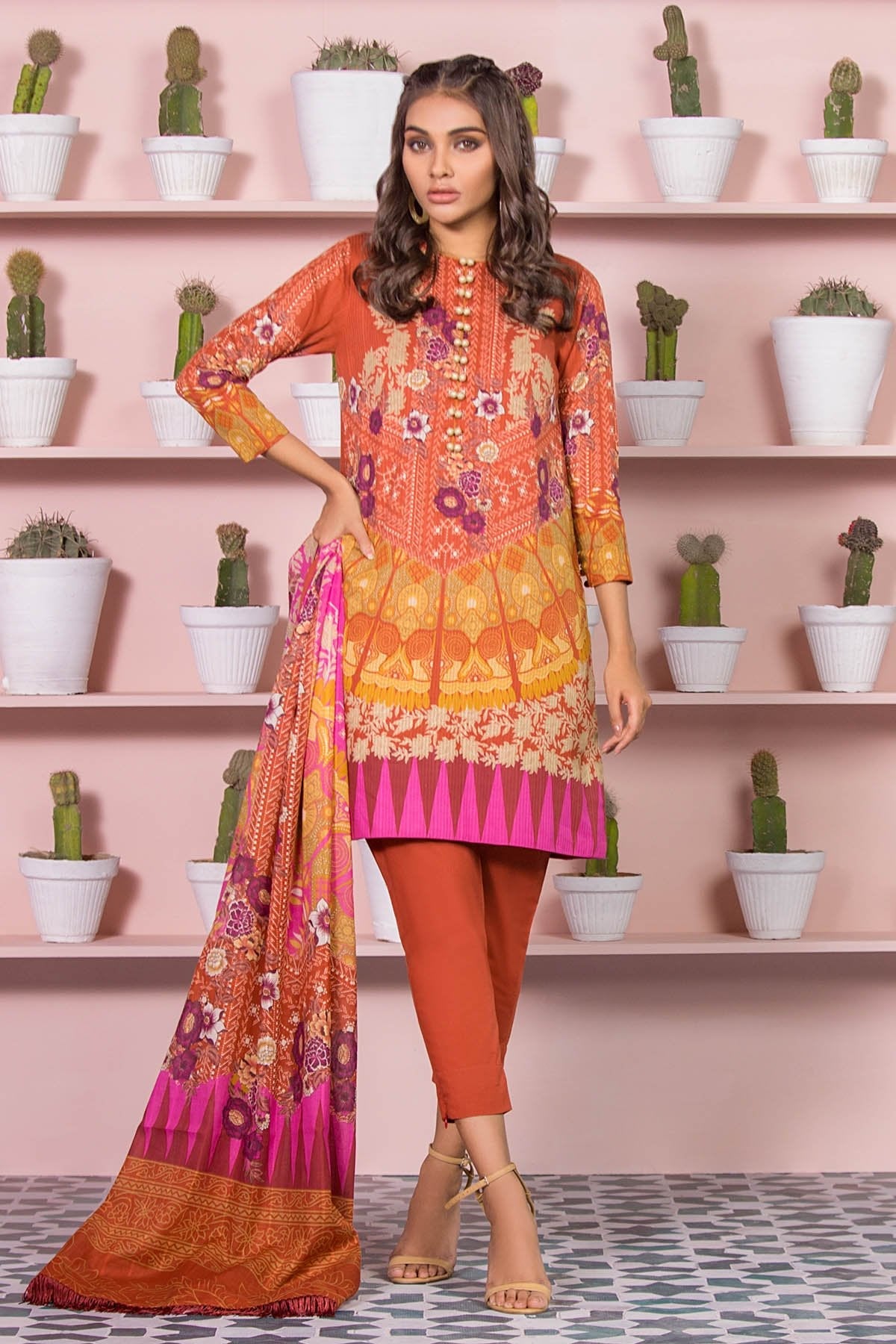 Alkaram - 3 Piece Printed Lawn Suit With Dooria Lawn Dupatta