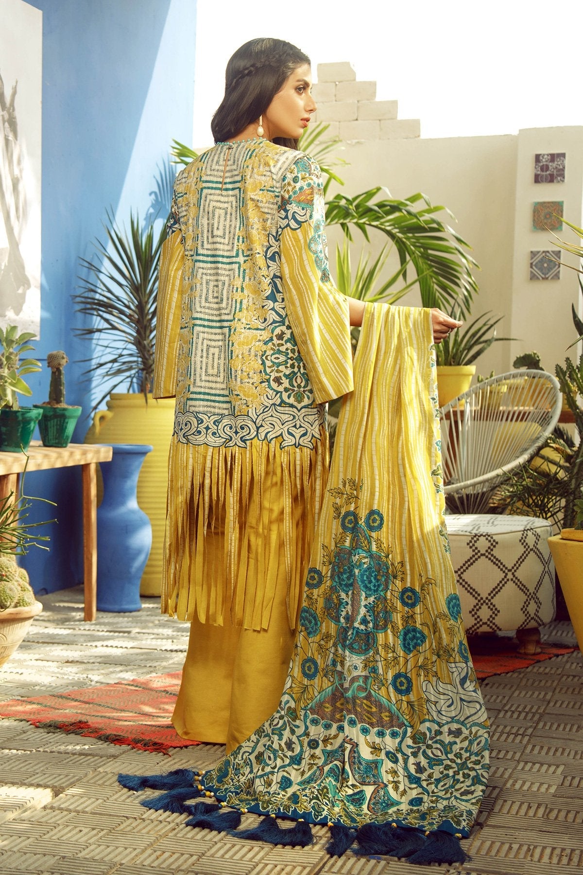 Alkaram - 3 Piece Printed Lawn Suit With Brochia Lawn Dupatta