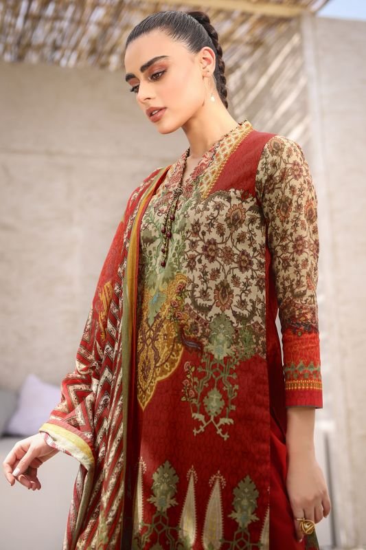 Alkaram - Three Piece Printed Suit With Voile Dupatta