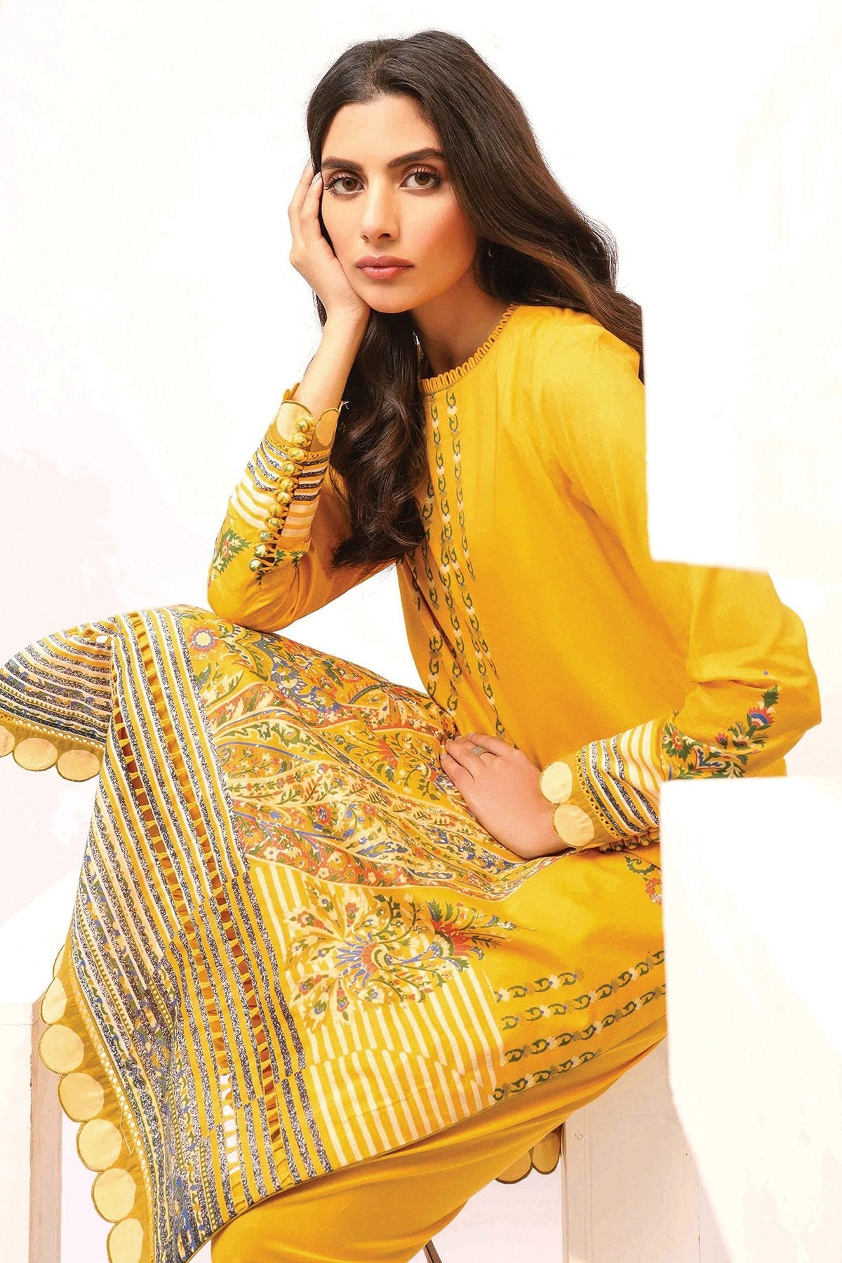 Alkaram - 2 Pc Printed Lawn Suit With Cambric Trouser