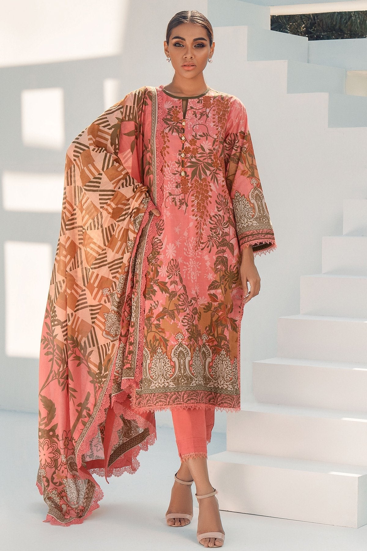 Alkaram - 2 Pc Printed Lawn Suit With Printed Lawn Dupatta
