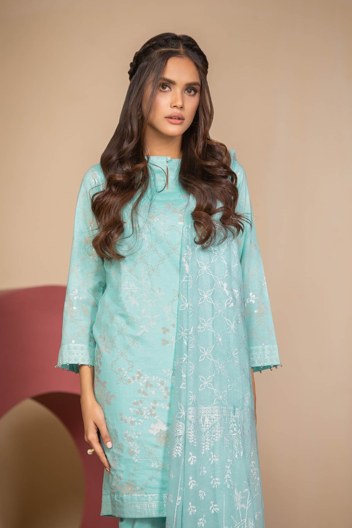 Alkaram - 3 Piece Printed Suit With Printed Foil Dupatta