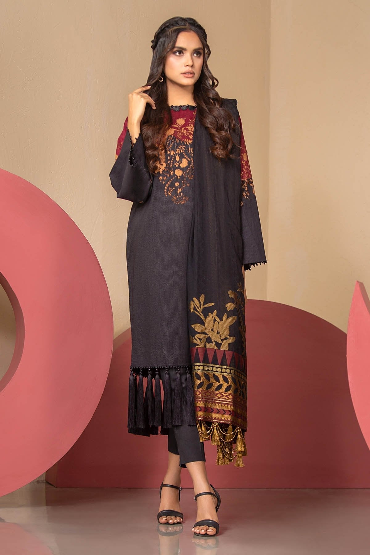 Alkaram - 3 Piece Printed Suit With Jacquard Dupatta