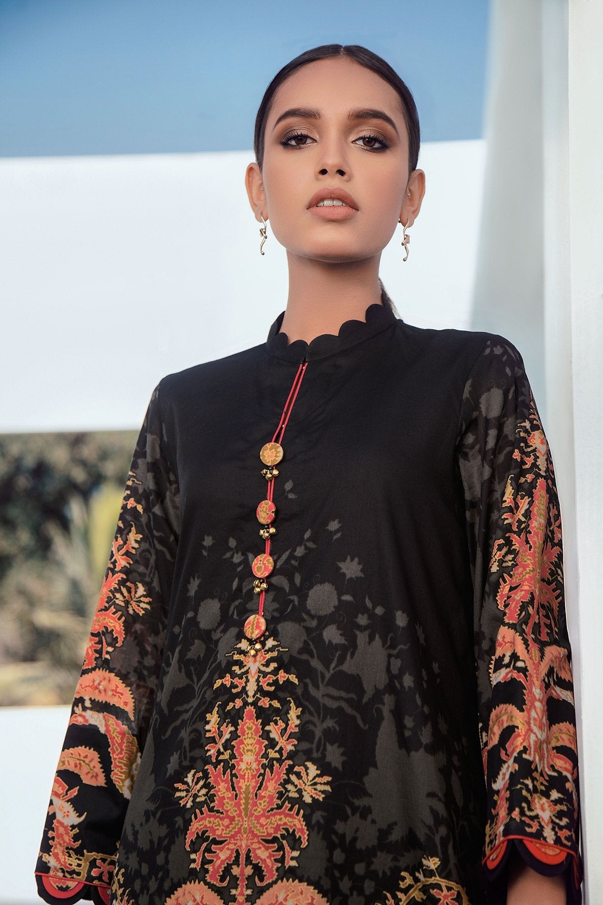 Alkaram - 2 Pc Printed Lawn Shirt With Dyed Cambric Trousers