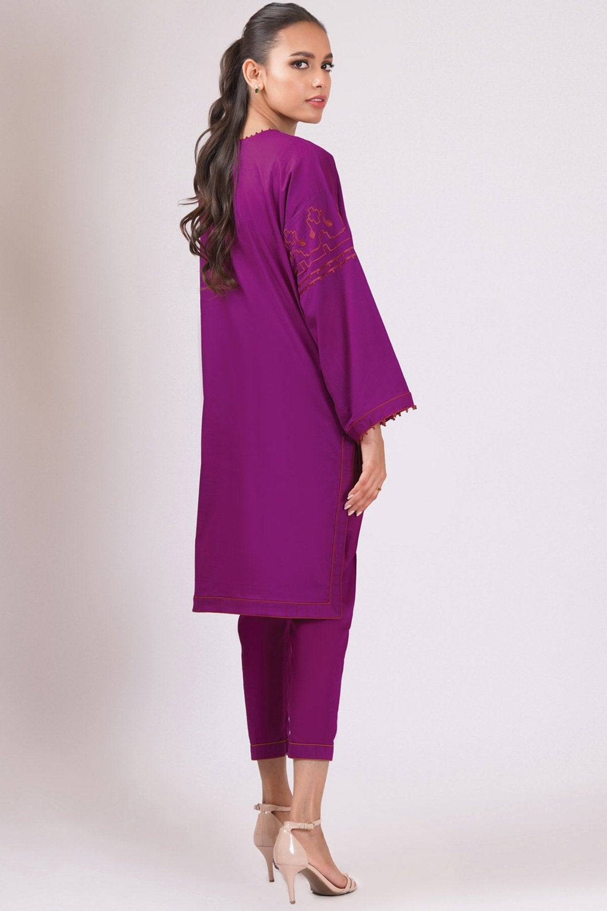 Alkaram - 2 Pc Embroidered Dobby Suit With Cambric Trouser