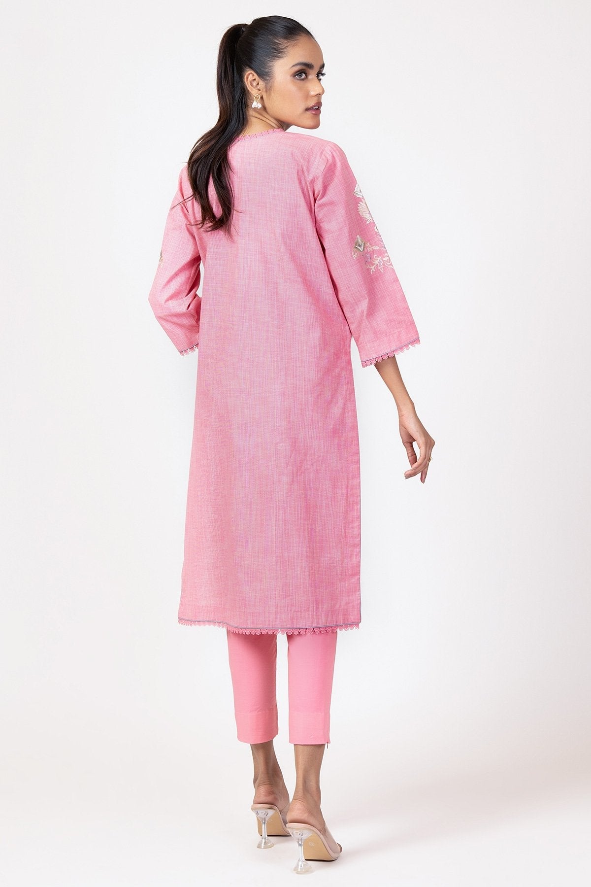 Alkaram - 2 Pc Embroidered Yarn Dyed Suit With Cambric Trouser
