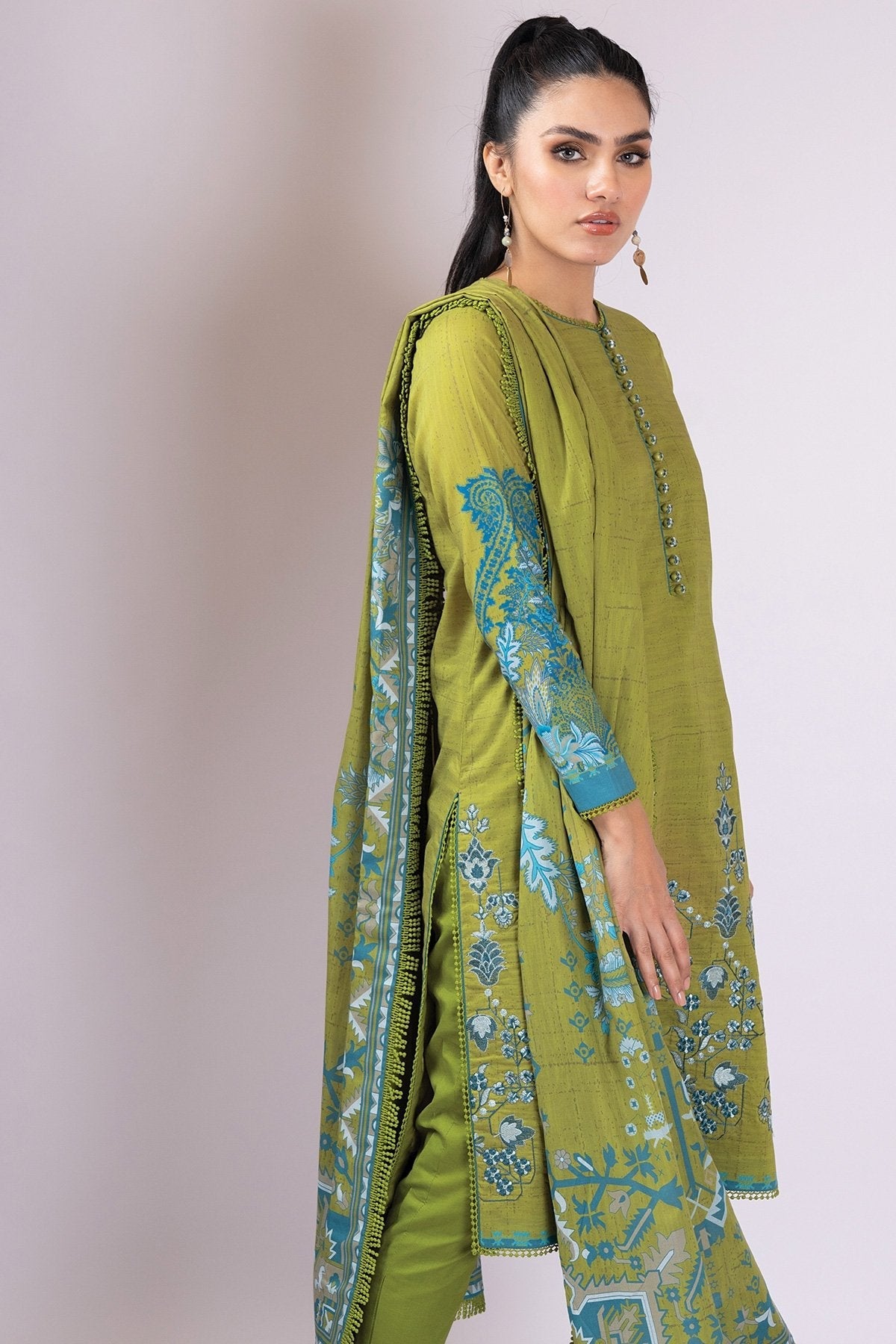 Alkaram - 2 Pc Embroidered Lawn Suit With Lawn Dupatta
