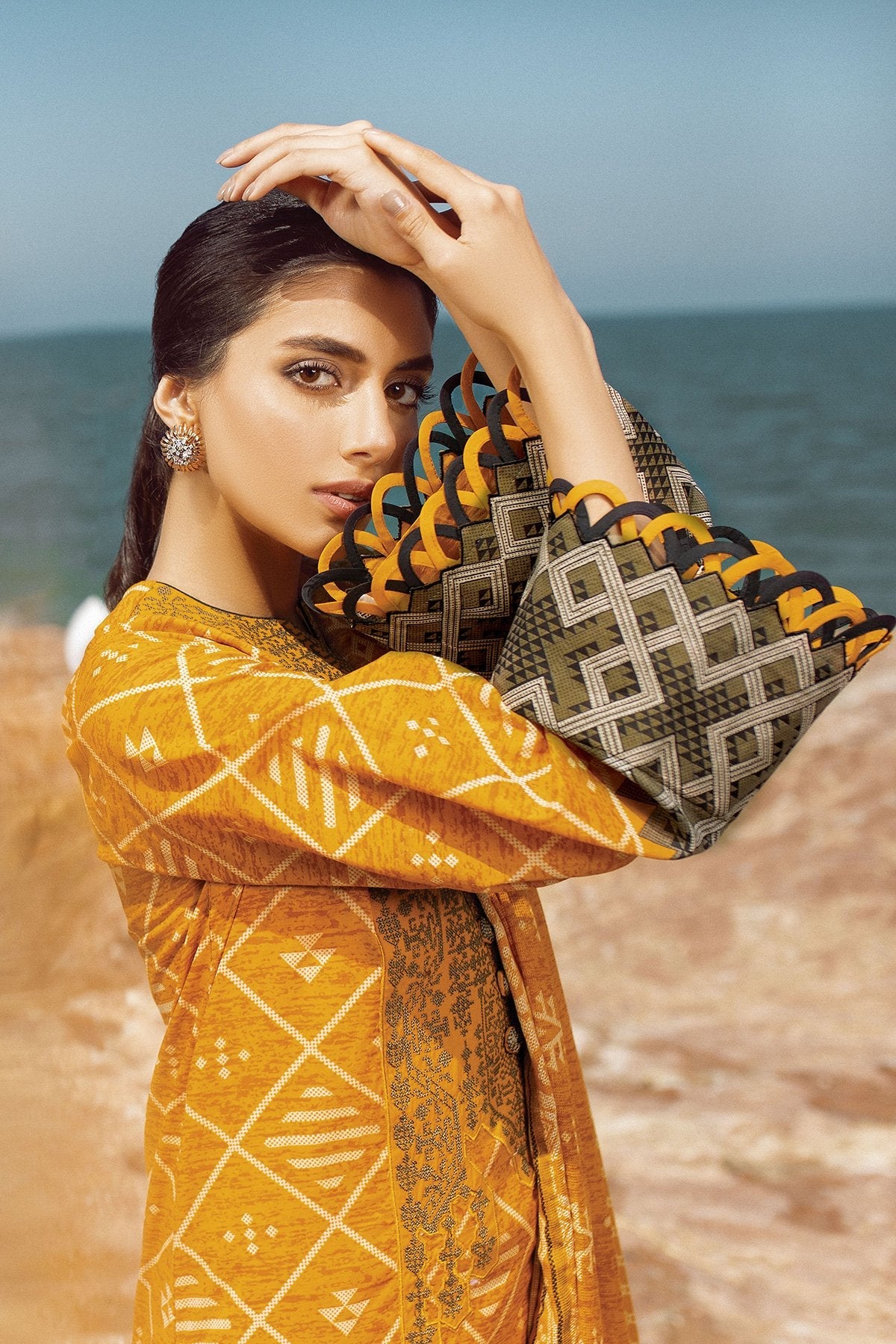 Alkaram - 3 Pc Embroidered Lawn Suit With Cotton Net Dupatta