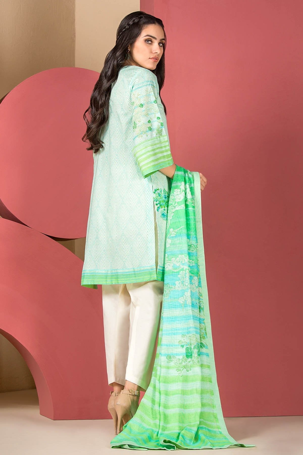 Alkaram - 3 Piece Embroidered Suit With Digital Net Dupatta