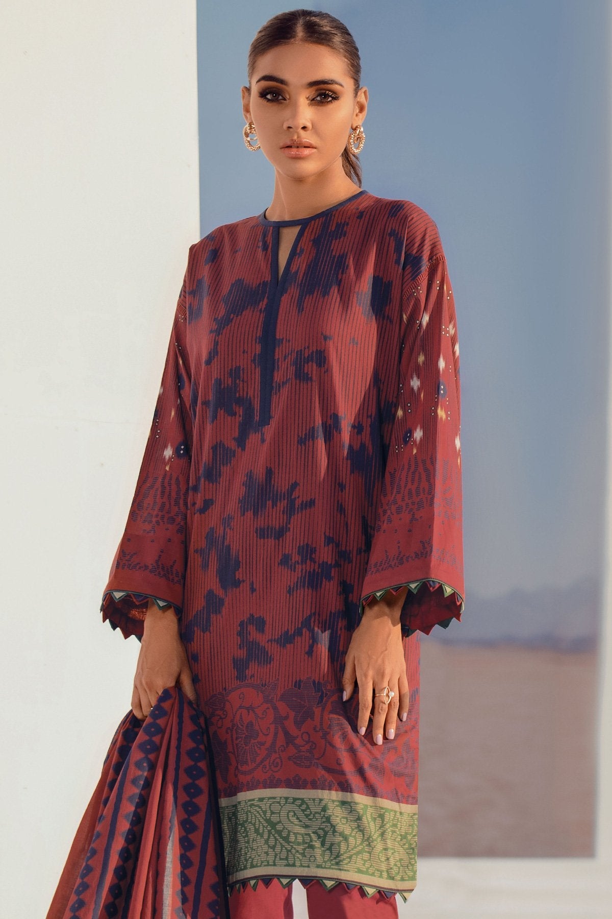 Alkaram - 3 Pc Digital Lawn Suit With Digital Lawn Dupatta