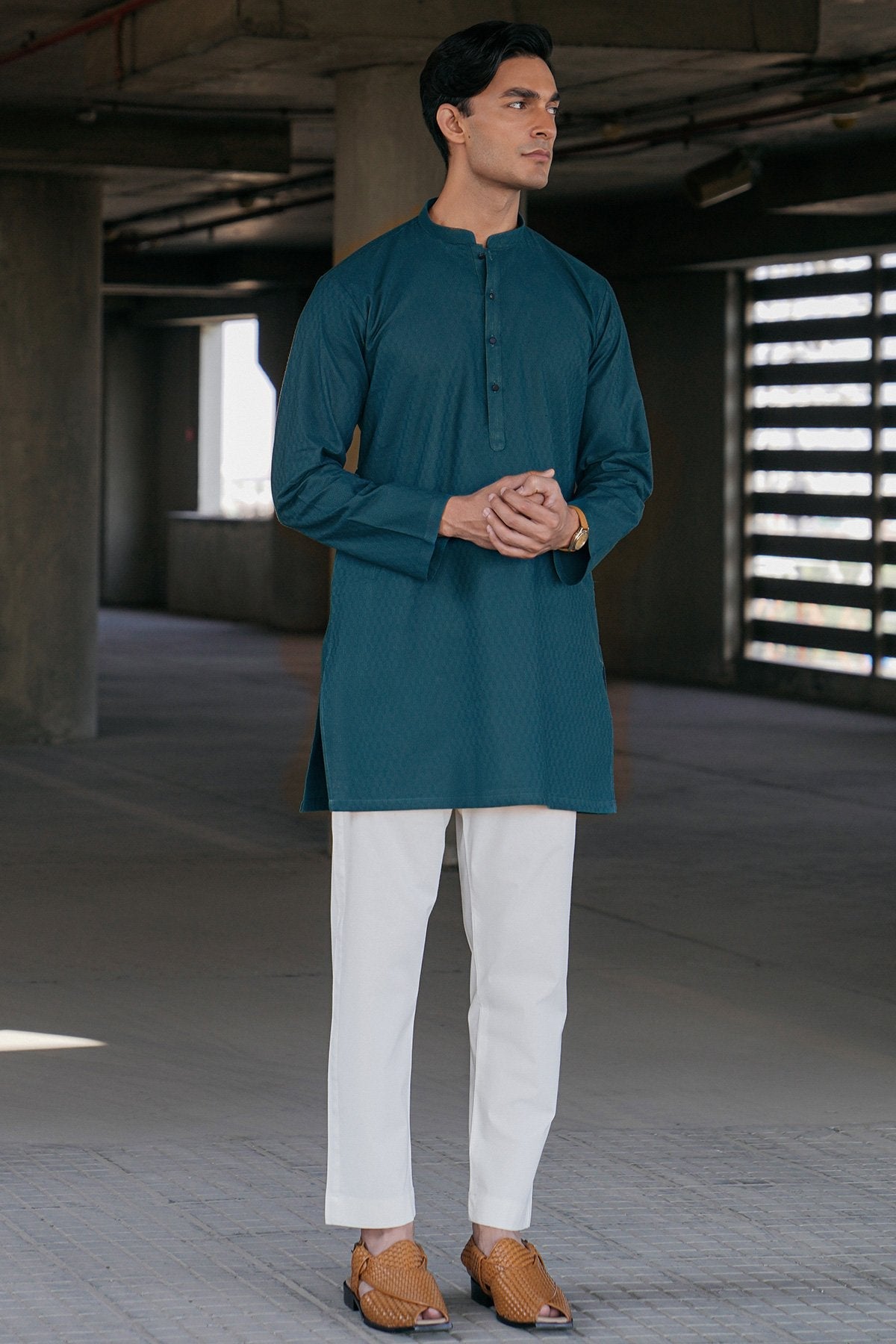Dyed Jacquard Kurta