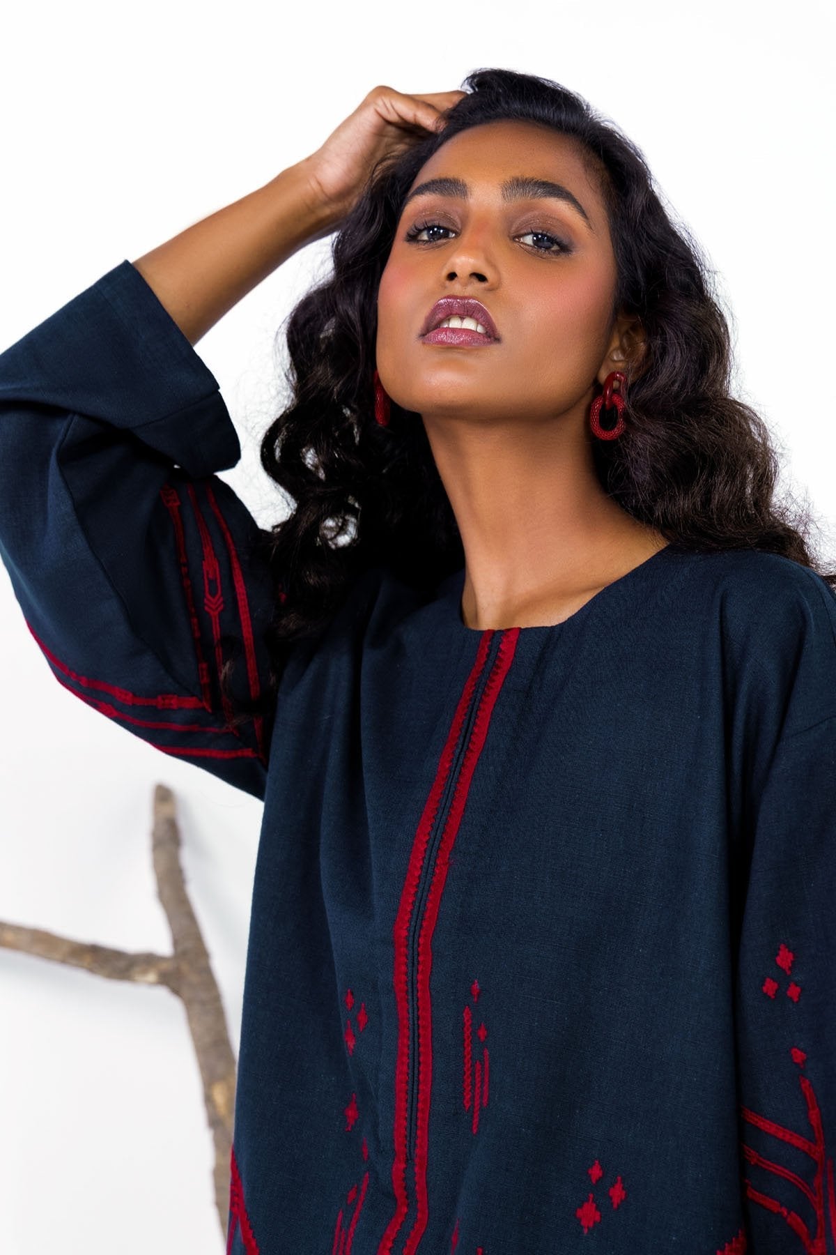 Dyed Embroidered Khaddar Kurti