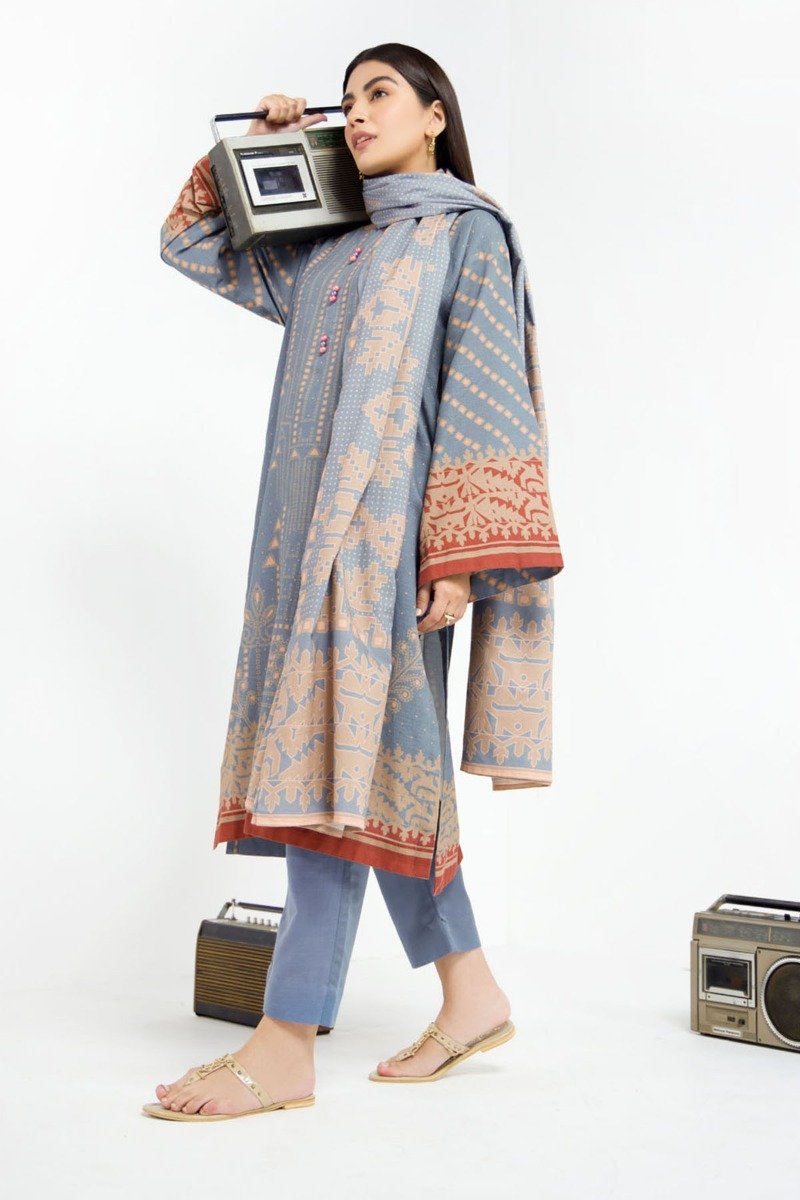3 Pc Printed Khaddar Outfit