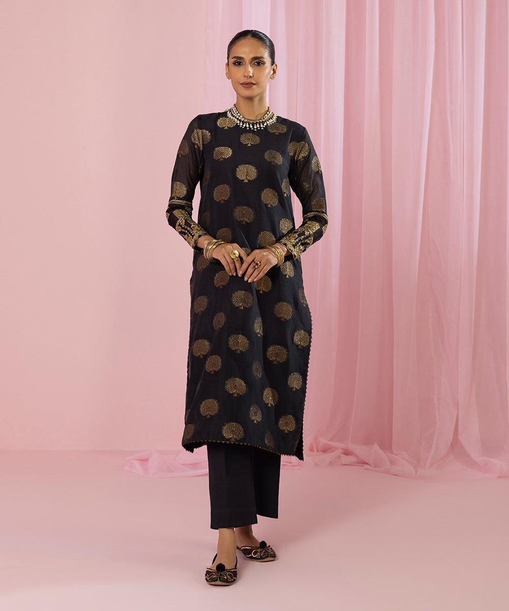 Sapphire - Embroidered Organza Jacquard Shirt