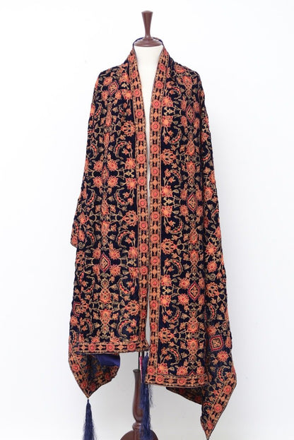 Ellena - Embroidered Velvet Shawl