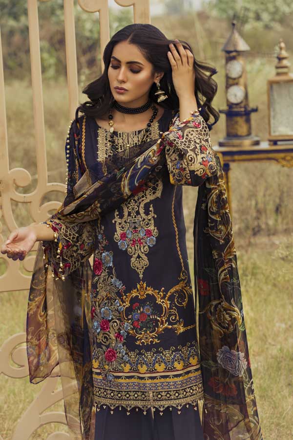 Adan's Libas - Blue Yond Infinity - Silk Karandi Festive Collection