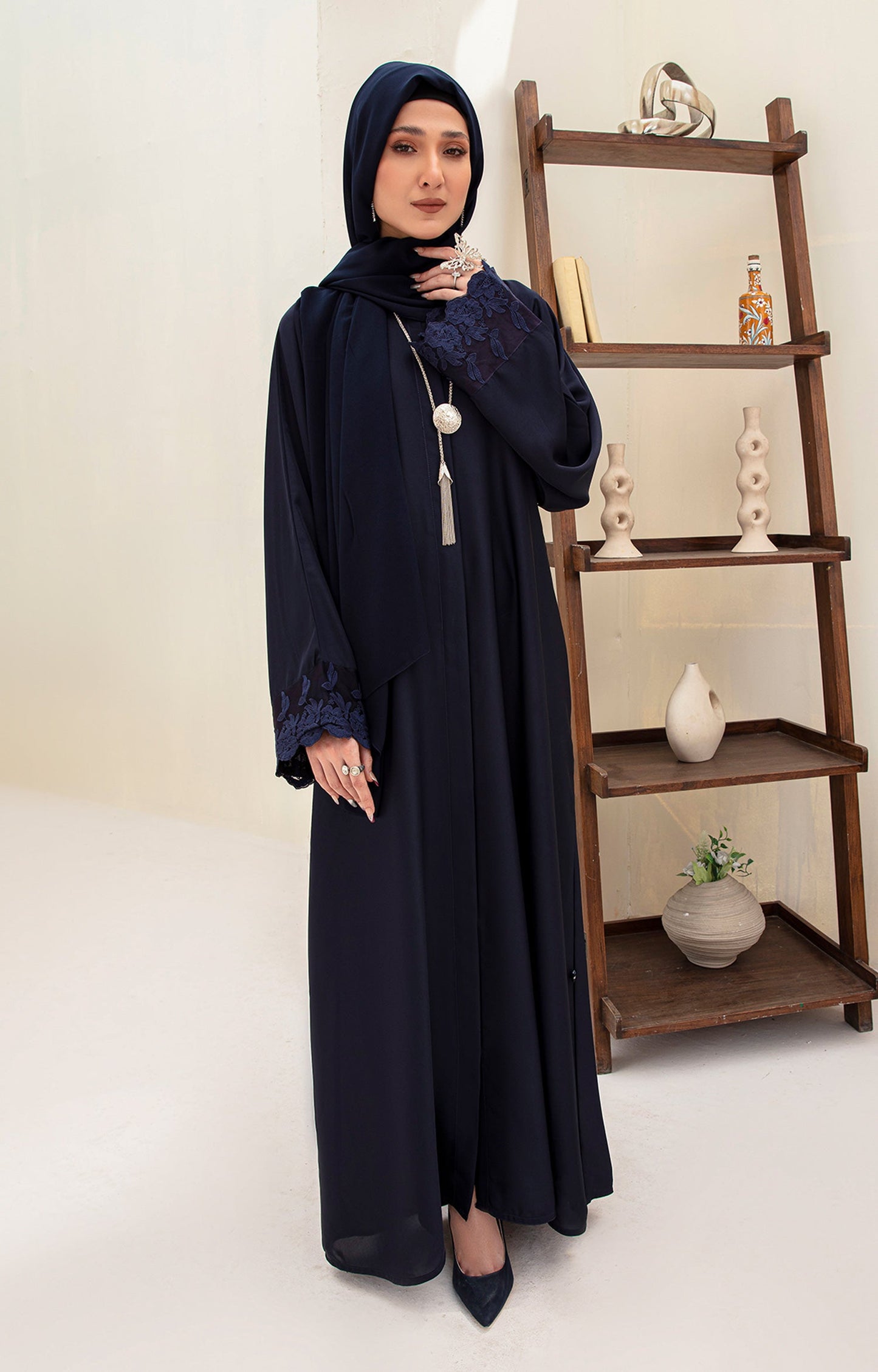 Hareer - RAVEN BLUE FRONT OPEN ABAYA